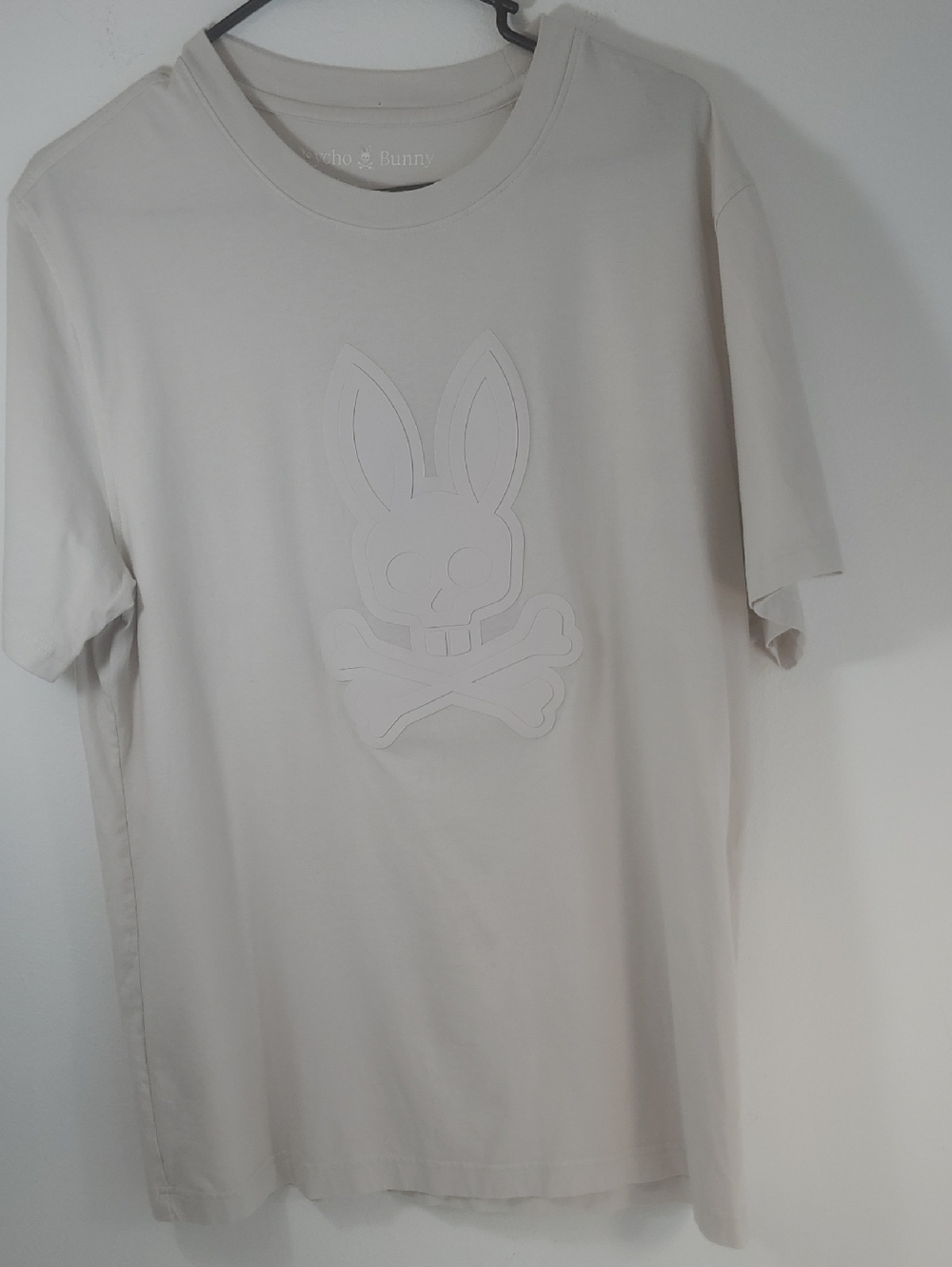 Psycho Bunny Men's Large White Logo Short Sleeve Tee Large White Bunny On Front